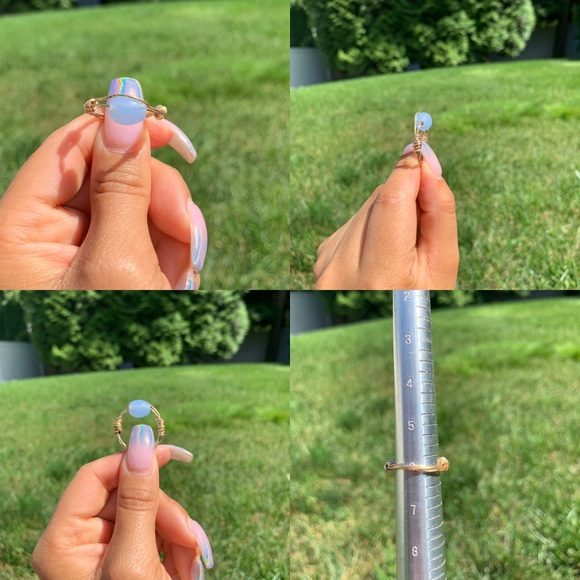 ❗️SOLD❗️ Handmade Gold Copper Wire Bead/Stone Rings - Picture 7 of 8